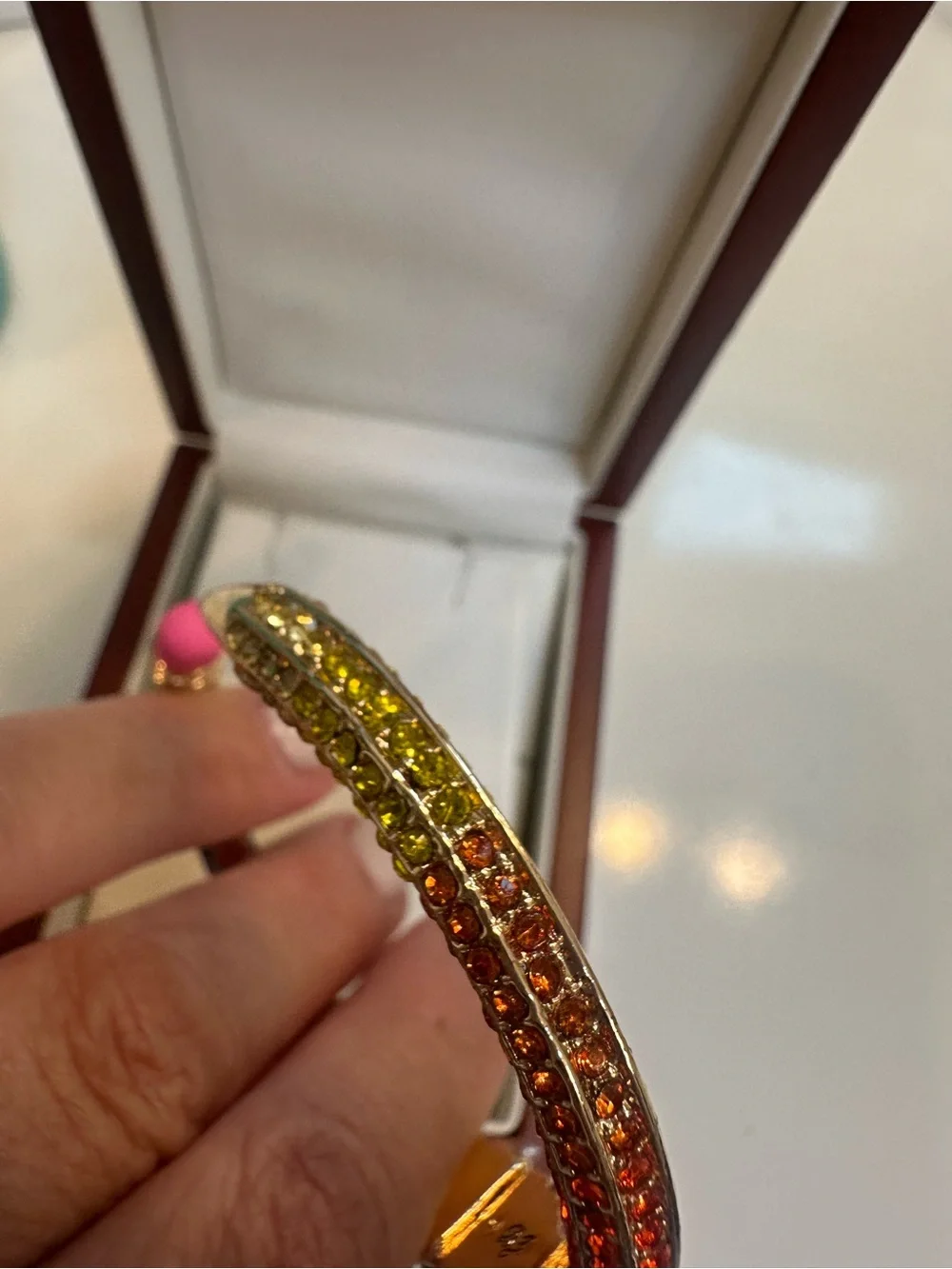 Betsy Johnson pave Gold-Tone Rainbow Crystal Pencil Bangle Bracelet